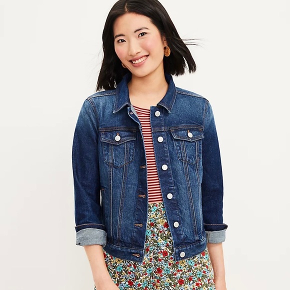 LOFT Jackets & Blazers - LOFT Petite Denim Trucker Jacket in Authentic Dark Wash